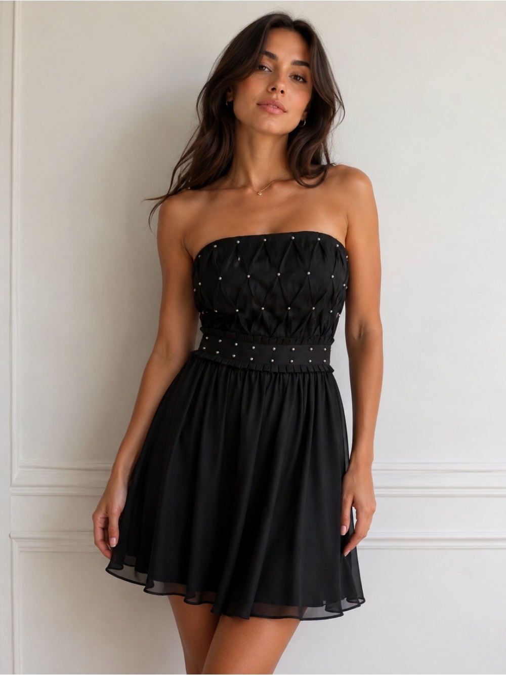 White House Black Market Black Satin Cocktail Dress